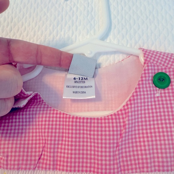 NWT Pink Gingham Longall Faux Smocked Christmas Tree 6-12m - Picture 2 of 2